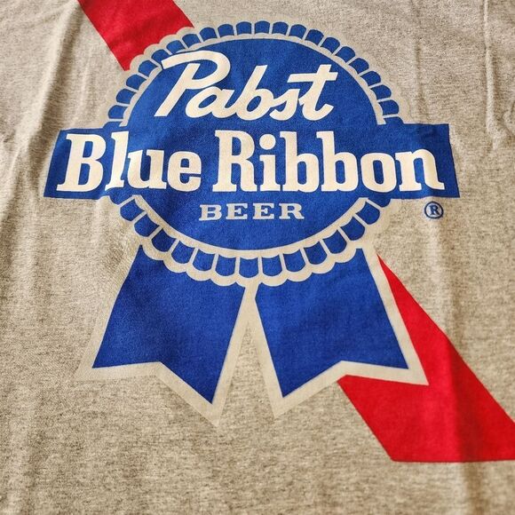 Pabst Blue Ribbon Heathered Gray Tshirt With Graphics Size Large New With Tags - Picture 2 of 5